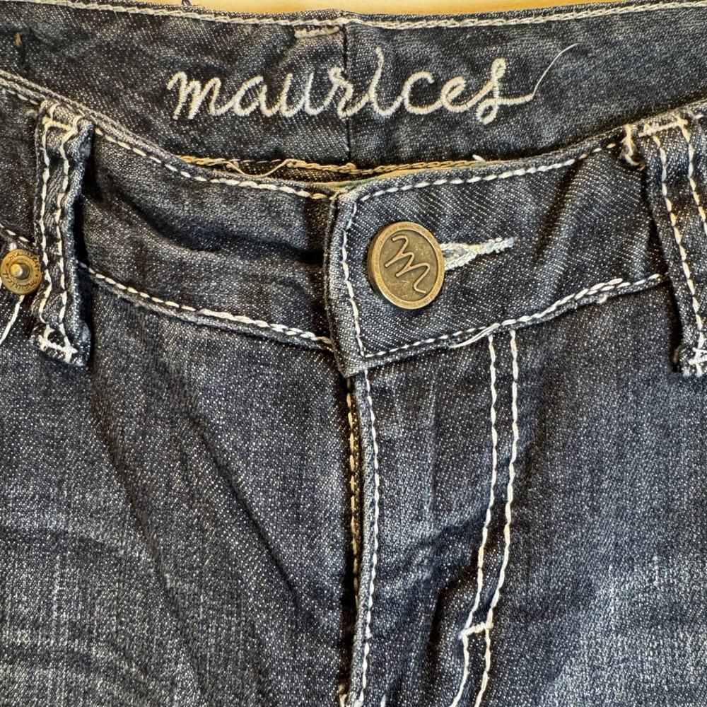 Maurices Womens Bootcut Jeans Y2K  90s Stitching Dark Wash Cowgirl Size 5/6 LONG - Picture 5 of 9